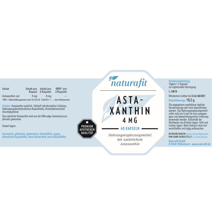 naturafit Astaxanthin 4 mg Kapseln, 60 St. Kapseln