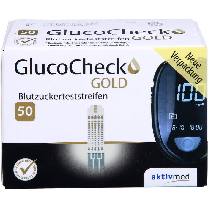GlucoCheck Gold Blutzuckerteststreifen, 50 St. Teststreifen