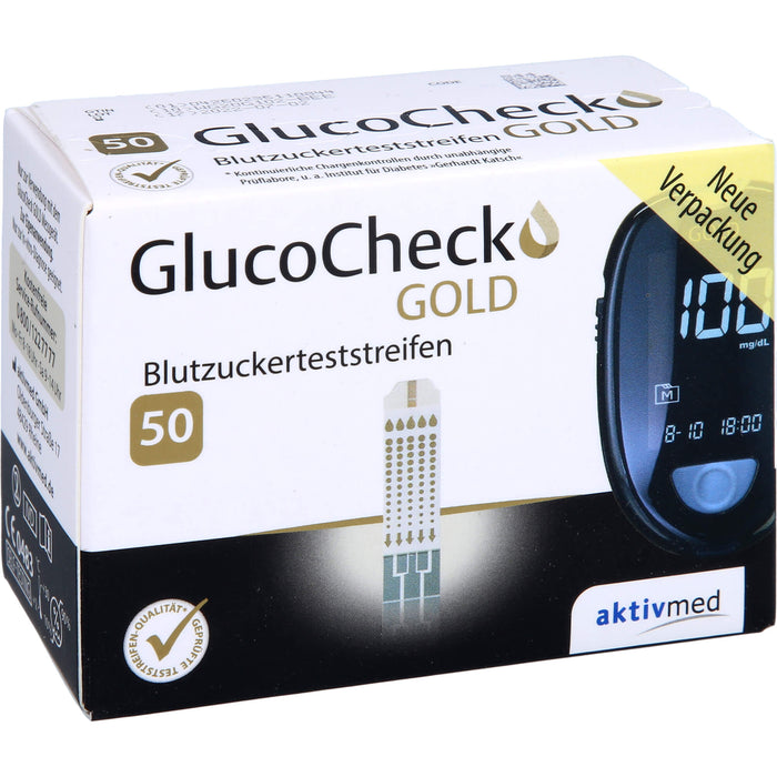 GlucoCheck Gold Blutzuckerteststreifen, 50 St. Teststreifen