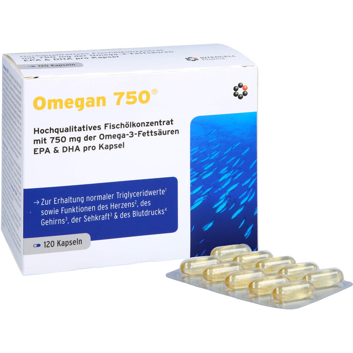 Omegan 750 Kapseln zur Erhaltung normaler Triglyceridwerte, 120 St. Kapseln