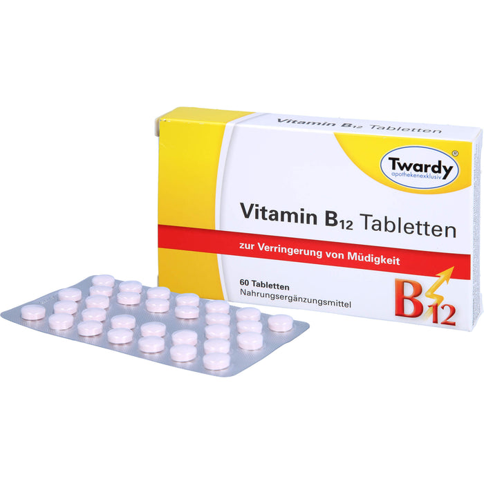 Twardy Vitamin B12 Tabletten zur Verringerung von Müdigkeit, 60 St. Tabletten