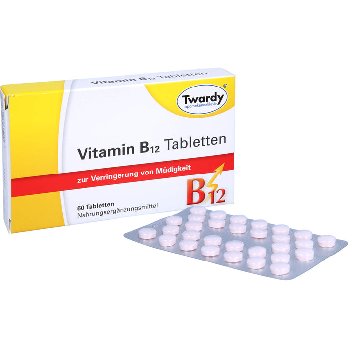 Twardy Vitamin B12 Tabletten zur Verringerung von Müdigkeit, 60 St. Tabletten