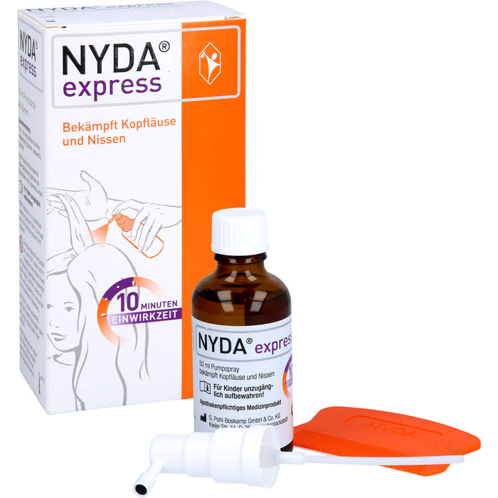NYDA express Pumpspray bekämpft Kopfläuse und Nissen, 50 ml Lösung
