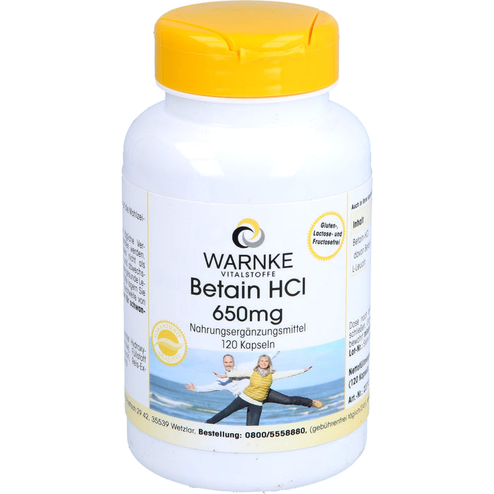 WARNKE Betain HCl 650 mg Kapseln, 120 St. Kapseln