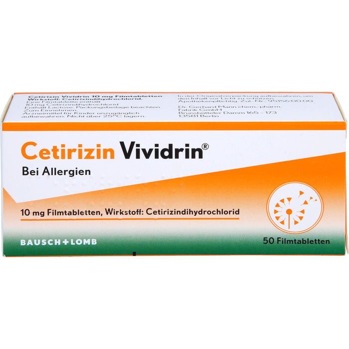 Cetirizin Vividrin 10 mg Filmtabletten, 50 St FTA