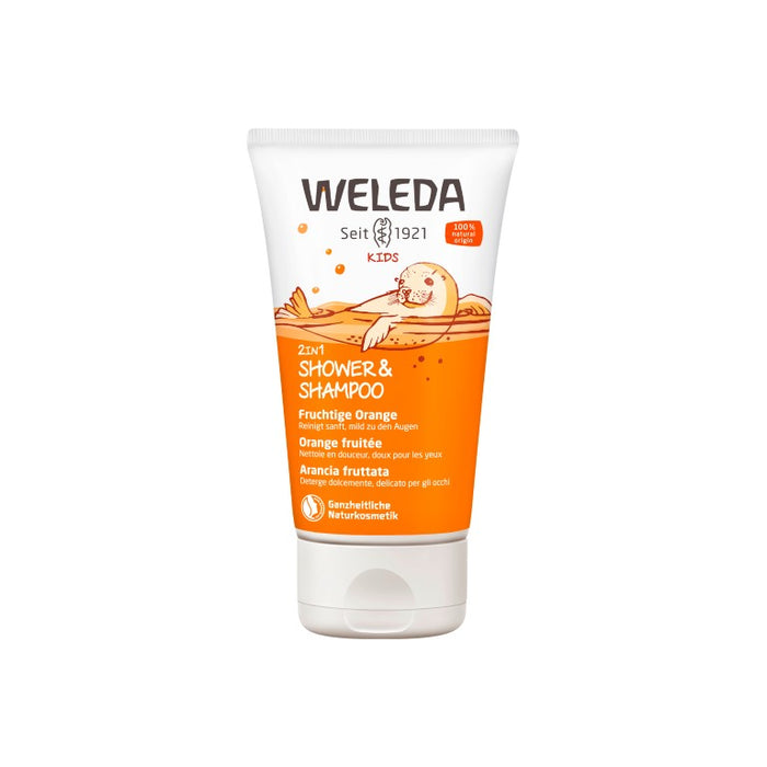 WELEDA Kids 2in1 Shower & Shampoo fruchtige Orange, 150 ml Duschgel