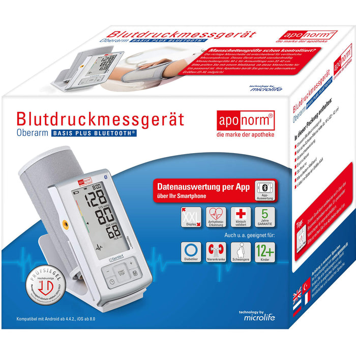 Aponorm Blutdruck Messgerät Basis Pl.Bluet.Oberarm, 1 St