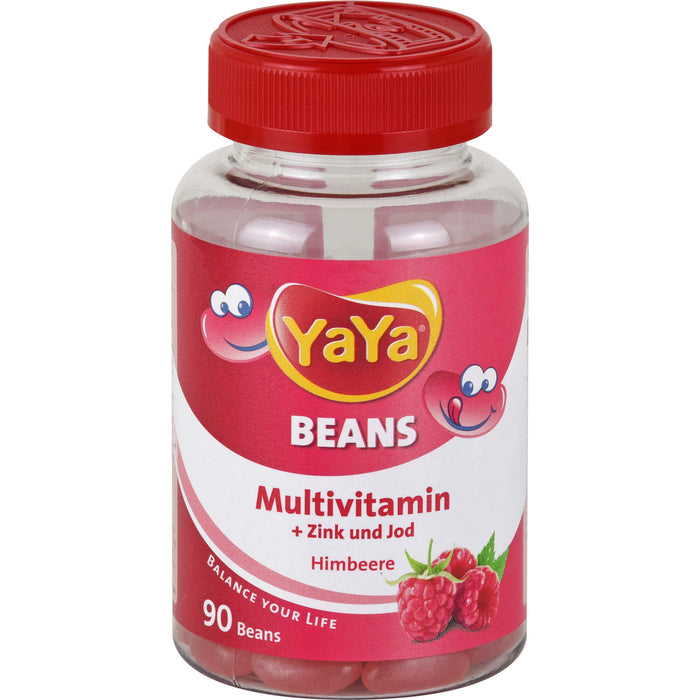 YaYa Beans Multivitamin + Zink und Jod Himbeere, 90 St. Dragees