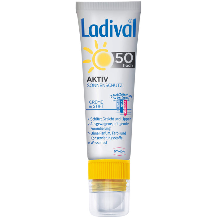 Ladival Aktiv Gesicht und Lippen LSF 50 Creme und Stift, 1 St. Kombipackung