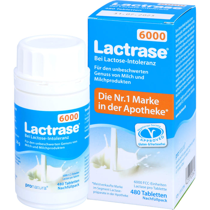 Lactrase 6000 bei Lactose-Intoleranz Tabletten Nachfüllpack, 480 St. Tabletten