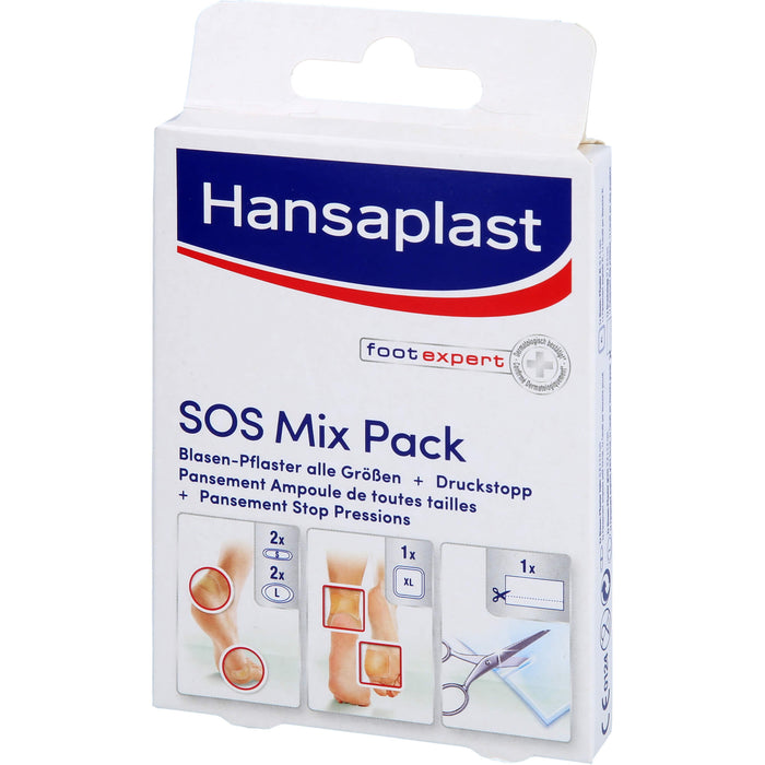 Hansaplast SOS Mix Pack Blasenpflaster alle Größen + Druckstopp Pflaster, 6 St. Pflaster