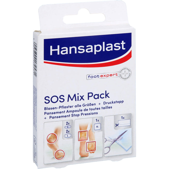 Hansaplast SOS Mix Pack Blasenpflaster alle Größen + Druckstopp Pflaster, 6 St. Pflaster