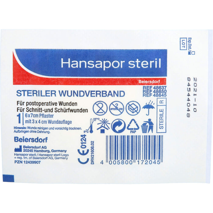 HANSAPOR steril Wundverband, 1 St VER