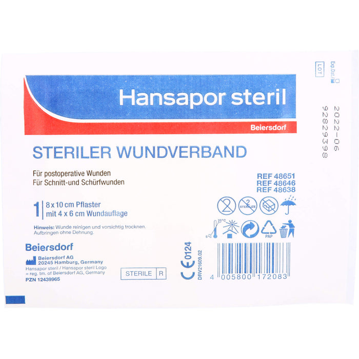 Hansapor steril Wundverband 8x10cm - Einzelpackung, 1 St VER
