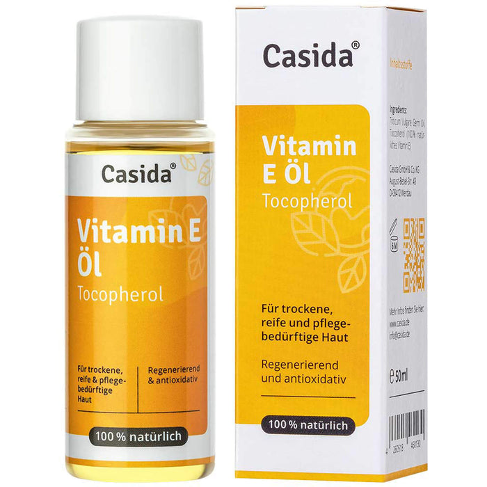 Casida Vitamin E Öl Tocopherol natürlich für trockene, reife und pflegebedürftige Haut, 50 ml Öl