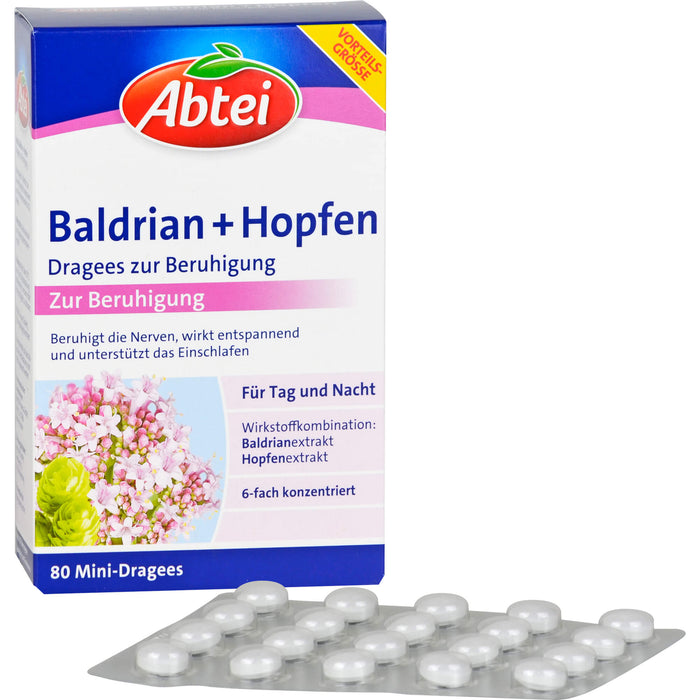 Abtei Baldrian + Hopfen Dragees, 80 St. Tabletten