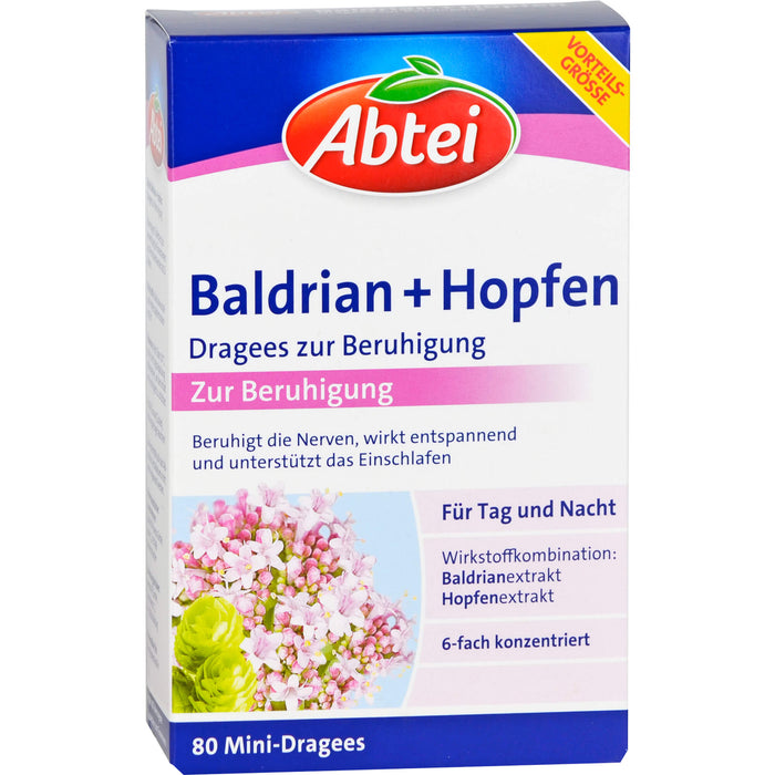 Abtei Baldrian + Hopfen Dragees, 80 St. Tabletten