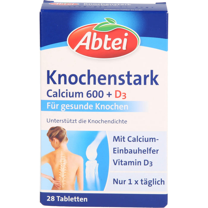 Abtei Knochenstark Calcium 600 + D3 Tabletten für gesunde Knochen, 28 St. Tabletten