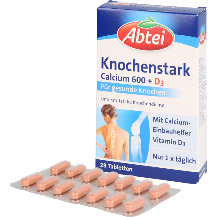 Abtei Knochenstark Calcium 600 + D3 Tabletten für gesunde Knochen, 28 St. Tabletten