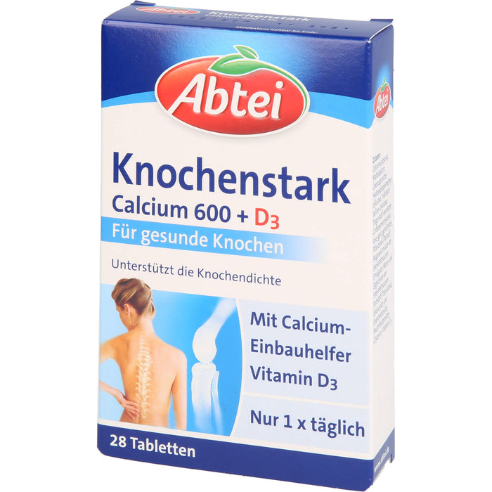 Abtei Knochenstark Calcium 600 + D3 Tabletten für gesunde Knochen, 28 St. Tabletten