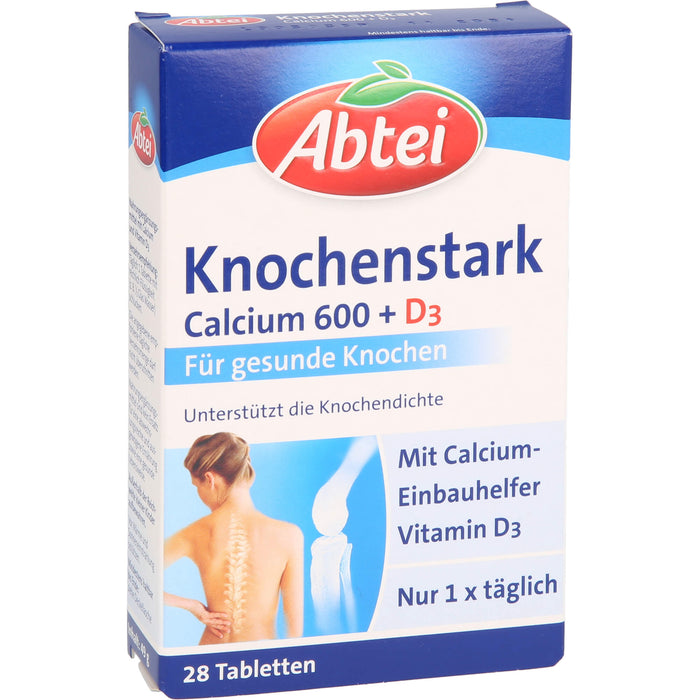 Abtei Knochenstark Calcium 600 + D3 Tabletten für gesunde Knochen, 28 St. Tabletten