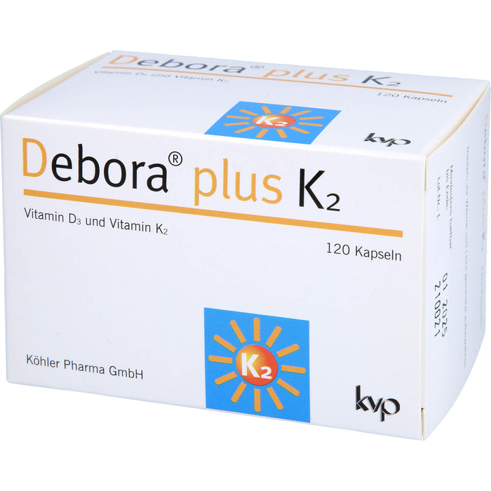 Debora plus K2 Vitamin D3 und Vitamin K2 Kapseln, 120 St. Kapseln