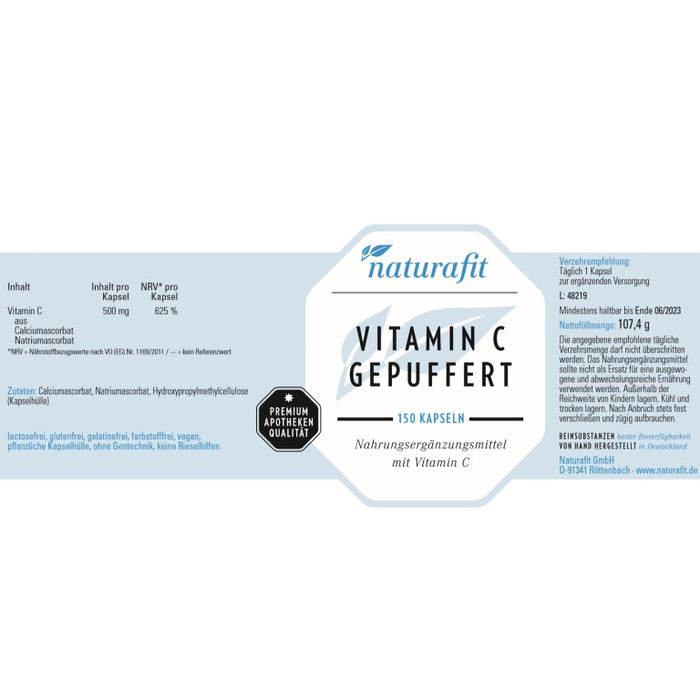 naturafit Vitamin C gepuffert Kapseln, 150 St. Kapseln