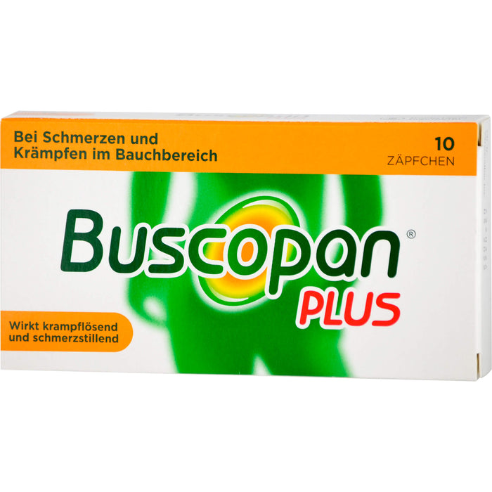 Buscopan plus 10 mg/800 mg Emra Zäpfchen bei Schmerzen und Krämpfen im Bauchbereich, 10 St. Zäpfchen