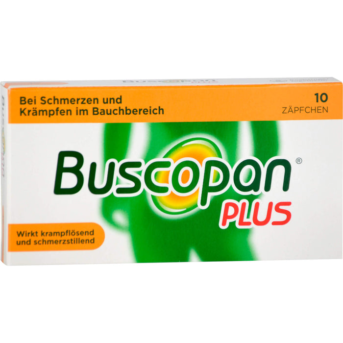 Buscopan plus 10 mg/800 mg Emra Zäpfchen bei Schmerzen und Krämpfen im Bauchbereich, 10 St. Zäpfchen