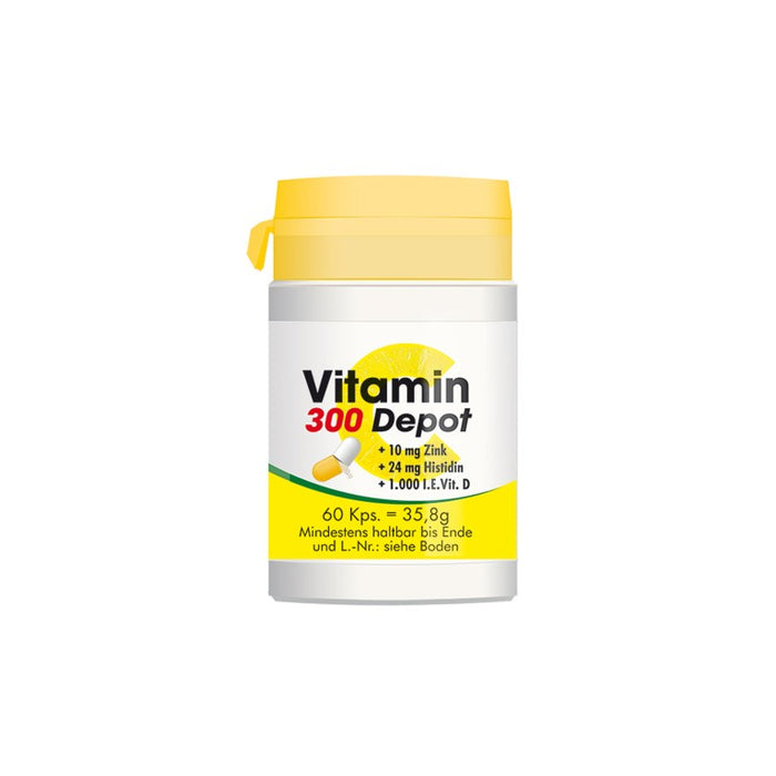 Vitamin C 300 Depot + Zink + Histidin + Vitamin D Kapseln, 60 St. Kapseln