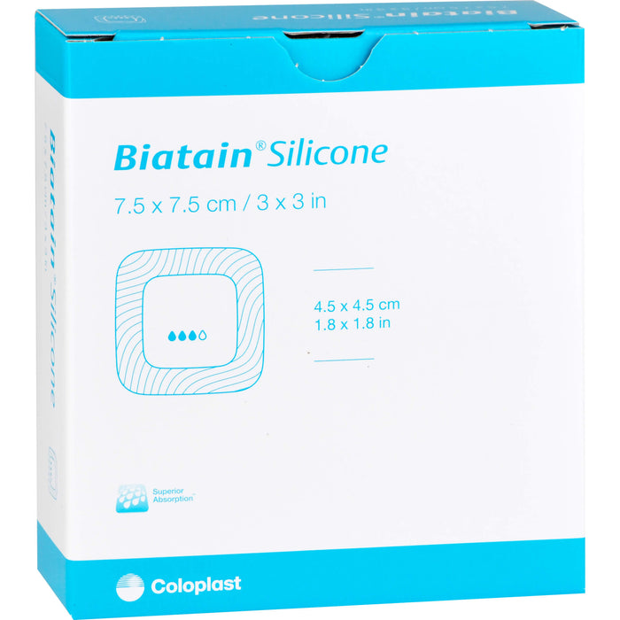 BIATAIN Silicone Schaumverband 7,5x7,5 cm, 10 St VER