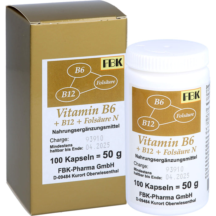 Vitamin B 6 + B 12 + Folsäure N Kapseln, 100 St KAP