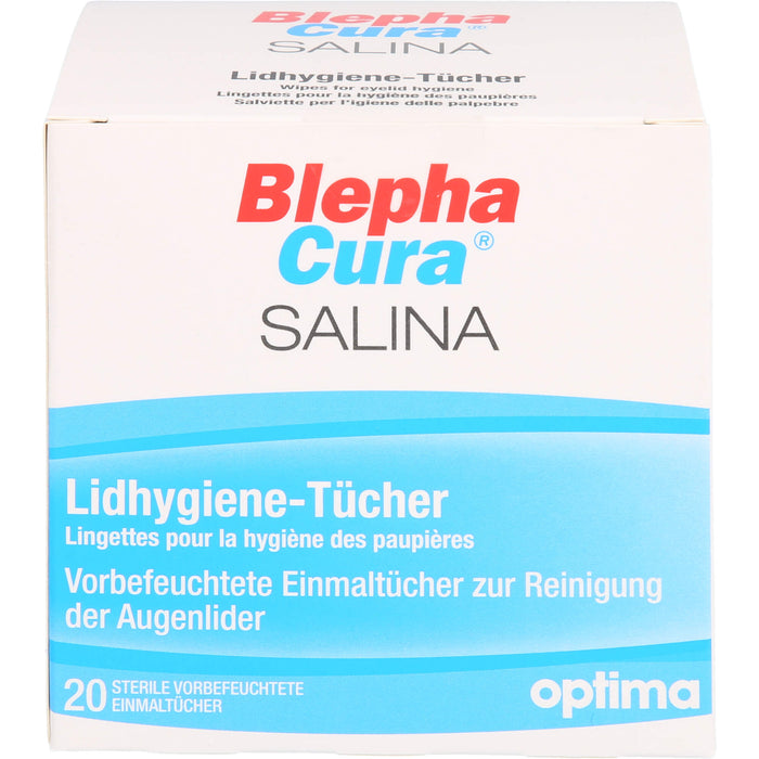 BlephaCura SALINA Lidhygiene-Tücher, sterile vorbefeuchtete Einmaltücher zur Reinigung der Augenlider, 20 St. Tücher