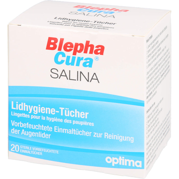 BlephaCura SALINA Lidhygiene-Tücher, sterile vorbefeuchtete Einmaltücher zur Reinigung der Augenlider, 20 St. Tücher