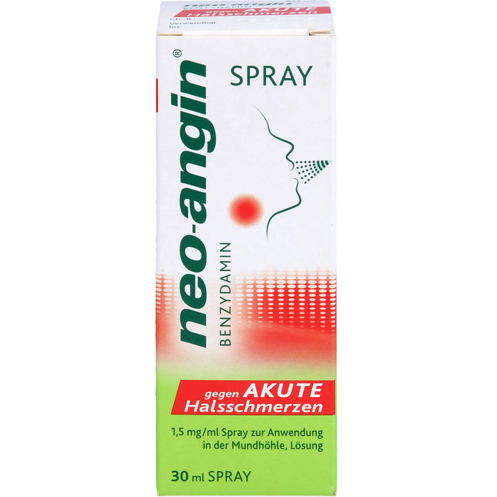 neo-angin Benzydamin gegen akute Halsschmerzen, 1,5 mg/ml Spray zur Anwendung in der Mundhöhle, Lösung, 30 ml Lösung