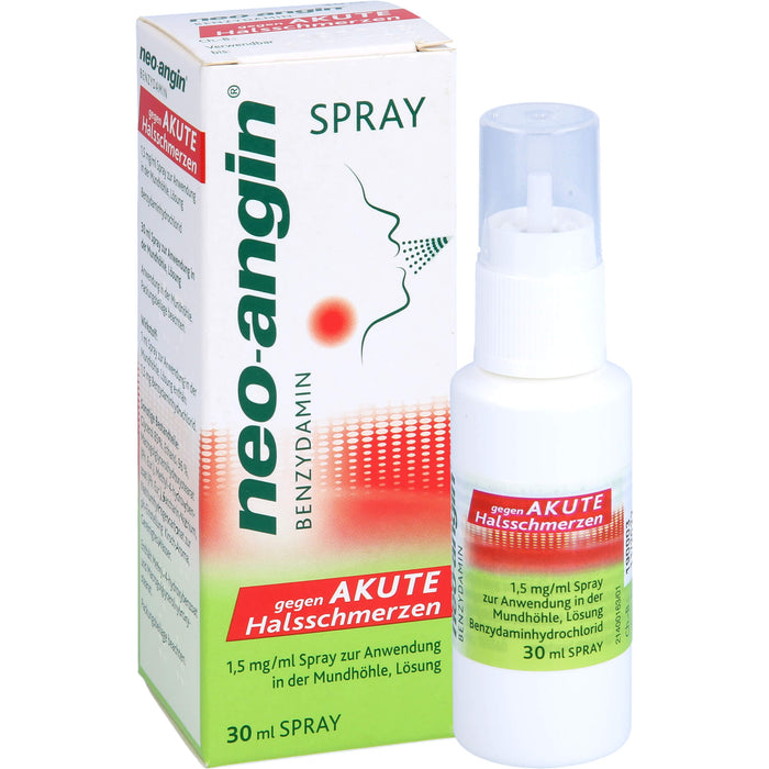 neo-angin Benzydamin gegen akute Halsschmerzen, 1,5 mg/ml Spray zur Anwendung in der Mundhöhle, Lösung, 30 ml Lösung