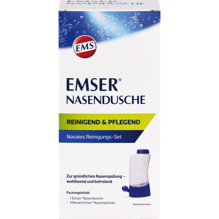 EMSER Nasendusche nasales Reinigungs-Set mit Spülsalz-Beuteln, 1 St. Nasendusche