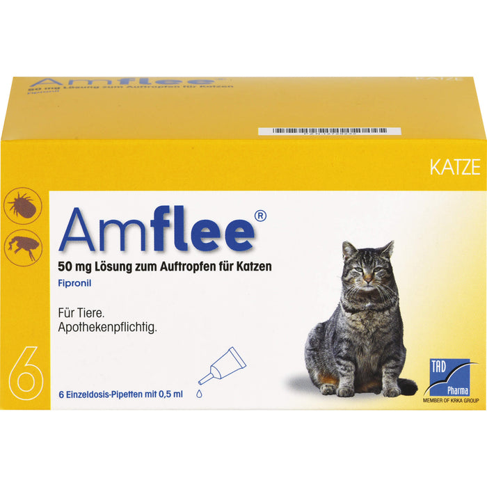 Amflee 50 mg Lösung zum Auftropfen für Katzen, 6 St. Ampullen