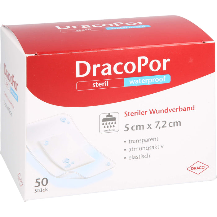 DRACOPOR waterproof Wundverband 5x7,2 cm steril, 50 St PFL