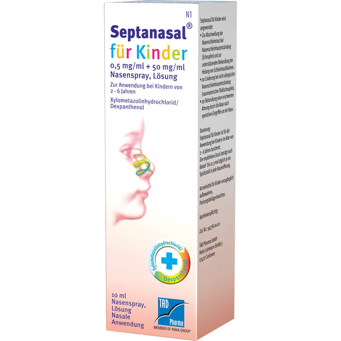 Septanasal für Kinder 0,5 mg/ml + 50 mg/ml Nasenspray, Lösung, 10 ml Lösung