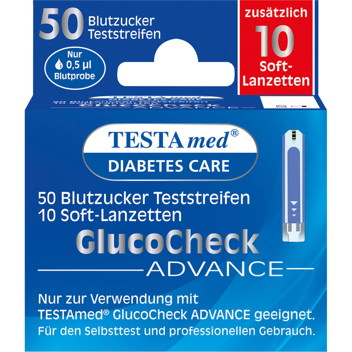 Testamed GlucoCheck Advance Teststreifen m. 10 Lanzetten, 1 P KPG
