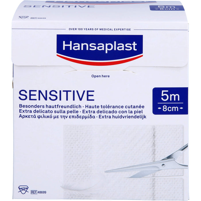 Hansaplast Sensitive 5 m x 8 cm Rolle, 1 St. Pflaster