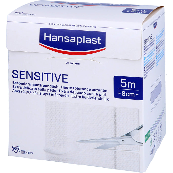 Hansaplast Sensitive 5 m x 8 cm Rolle, 1 St. Pflaster