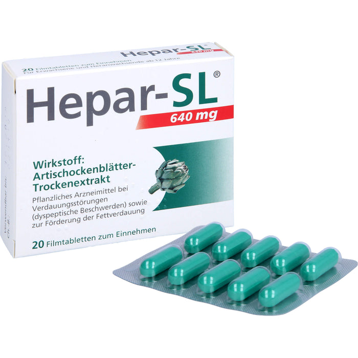 Hepar-SL 640 mg Filmtabletten bei Verdauungsstörungen, 20 St. Tabletten