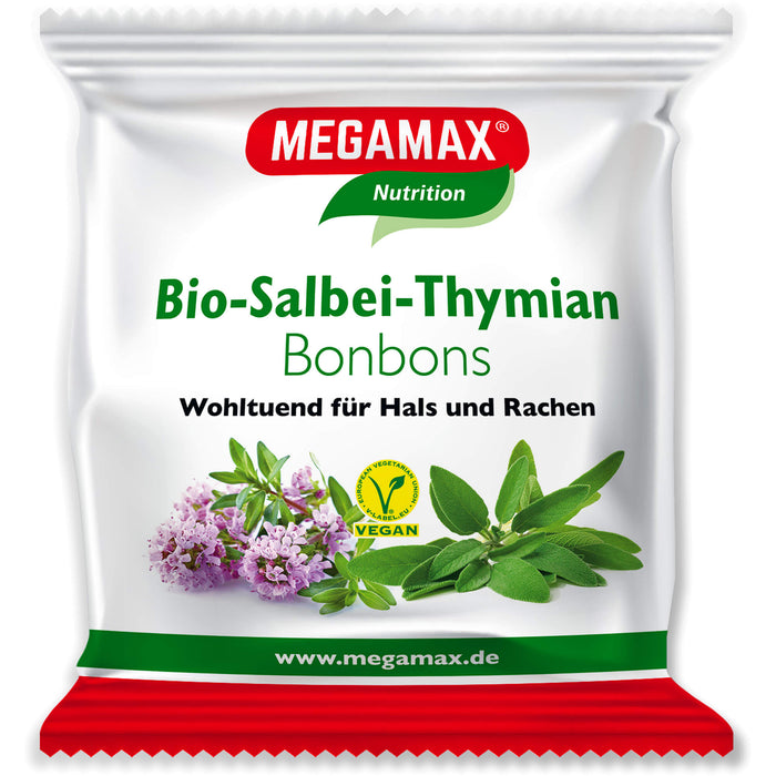 MEGAMAX Nutrition Bio-Salbei-Thymian Bonbons, 85 g Bonbons