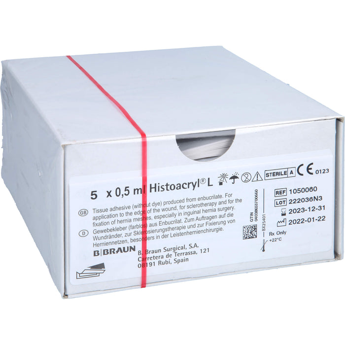 Histoacryl Gewebekleber farblos, 5X0.5 ml AMP