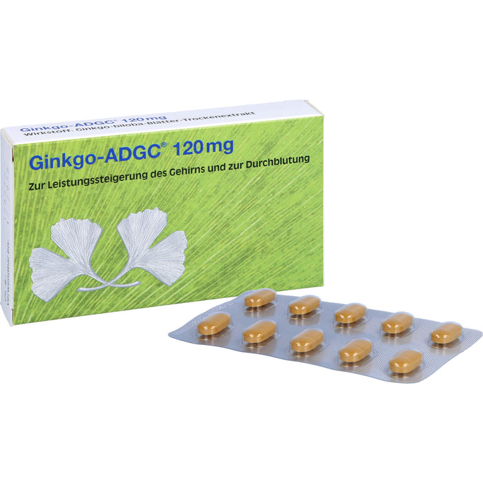 Ginkgo-ADGC 120 mg Filmtabletten zur Leistungssteigerung des Gehirns und zur Durchblutung, 20 St. Tabletten