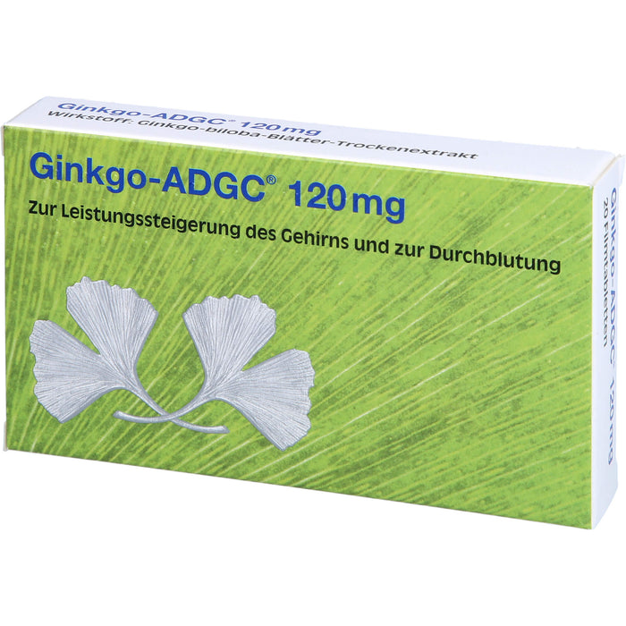 Ginkgo-ADGC 120 mg Filmtabletten zur Leistungssteigerung des Gehirns und zur Durchblutung, 20 St. Tabletten