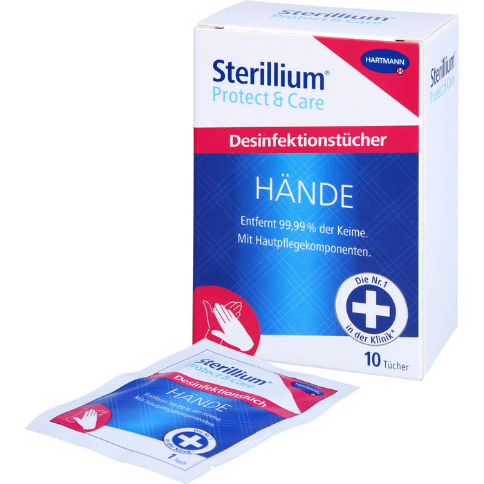 Sterillium Protect & Care Desinfektionstücher für die Hände, 10 St. Tücher