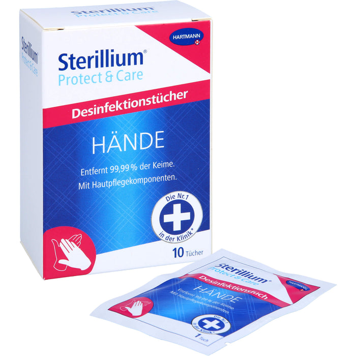 Sterillium Protect & Care Desinfektionstücher für die Hände, 10 St. Tücher